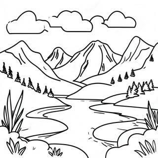 Realistic Mountain Landscape Coloring Page 25921-20810