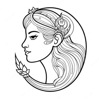 Elegant Moon Goddess In A Starry Sky Coloring Page 25942-20835