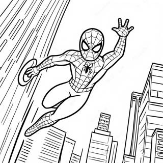 Spider Man Swinging Through City Coloring Page 25972-20862