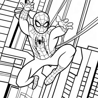 Spider Man Swinging Through City Coloring Page 25972-20863