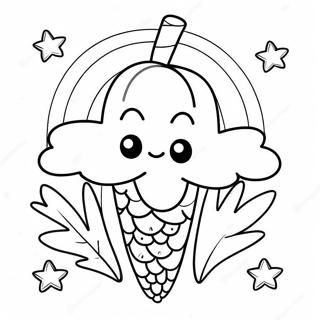 Cute Rainbow Corn With Sparkles Coloring Page 25982-20868