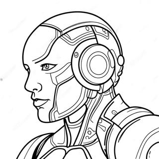 Futuristic Cyborg Warrior Coloring Page 26062-20926