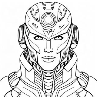 Futuristic Cyborg Warrior Coloring Page 26062-20927