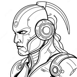 Futuristic Cyborg Warrior Coloring Page 26062-20928