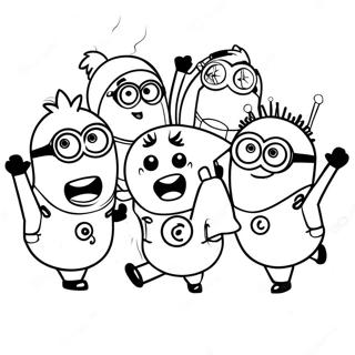 Minions Dancing Coloring Page 26132-20986