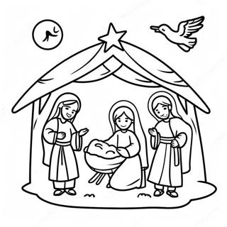 Joyful Nativity Scene Coloring Page 26174-21021