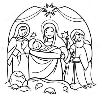 Joyful Nativity Scene Coloring Page 26174-21023