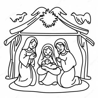 Joyful Nativity Scene Coloring Page 26174-21024