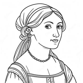 Elegant Renaissance Portrait Coloring Page 26184-21026