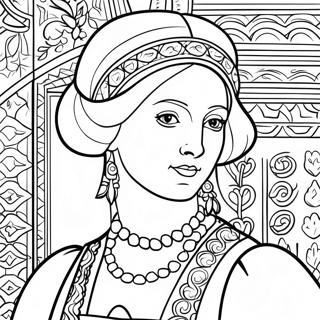 Elegant Renaissance Portrait Coloring Page 26184-21027