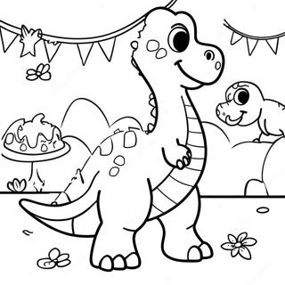 Dinosaur Birthday Party Scene Coloring Page 26203-21038