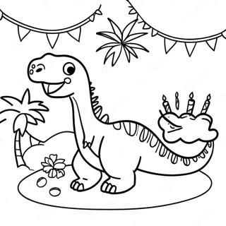 Dinosaur Birthday Party Scene Coloring Page 26203-21039