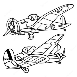 Ww2 Airplanes Flying Coloring Page 2622-2142