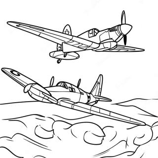 Ww2 Airplanes Flying Coloring Page 2622-2143