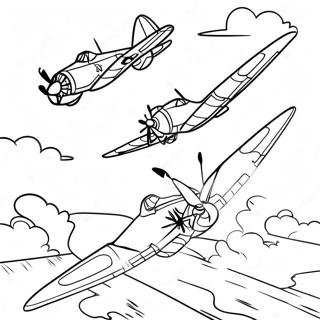 Ww2 Airplanes Flying Coloring Page 2622-2144