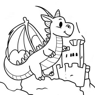 Friendly Dragon Flying Over Castle Coloring Page 26254-21081