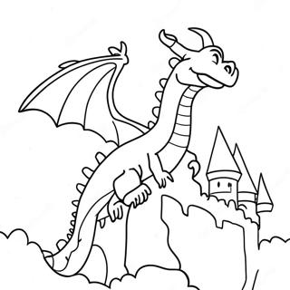 Friendly Dragon Flying Over Castle Coloring Page 26254-21082