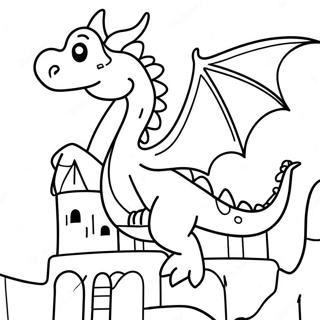 Friendly Dragon Flying Over Castle Coloring Page 26254-21083