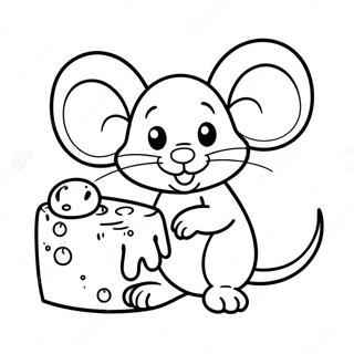 Adorable Mouse With Cheese Coloring Page 26274-21097