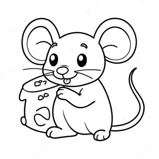 Adorable Mouse With Cheese Coloring Page 26274-21099