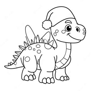 Festive Dinosaur With Santa Hat Coloring Page 2632-2146