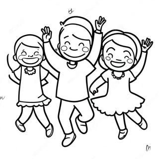 Happy Little People Dancing Coloring Page 26364-21169