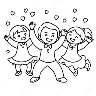 Happy Little People Dancing Coloring Page 26364-21170