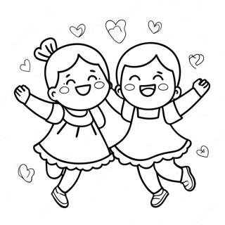 Happy Little People Dancing Coloring Page 26364-21171