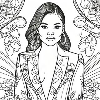 Zendaya In Stylish Outfit Coloring Page 26384-21195