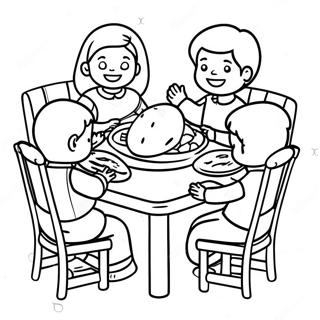 Thankful Children At The Dinner Table Coloring Page 26484-21262