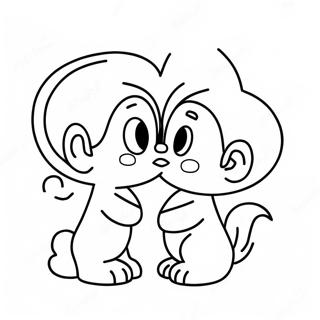 Cute Cartoon Kiss Coloring Page 26514-21293