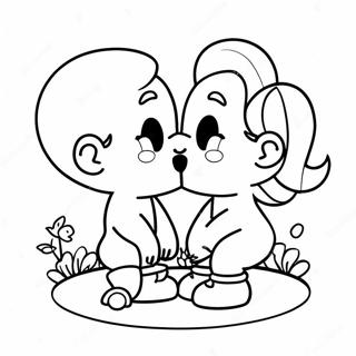 Cute Cartoon Kiss Coloring Page 26514-21294