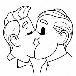 Cute Cartoon Kiss Coloring Page 26514-21295