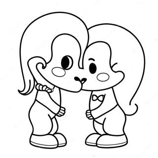 Cute Cartoon Kiss Coloring Page 26514-21296