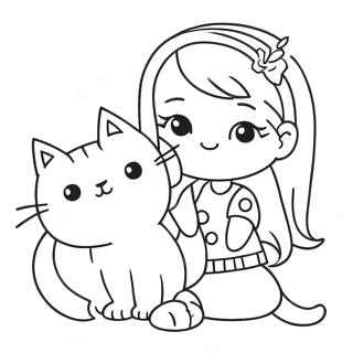 Girl With Cat Coloring Page 26543-21305