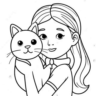 Girl With Cat Coloring Page 26543-21306