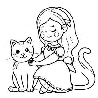 Girl With Cat Coloring Page 26543-21308