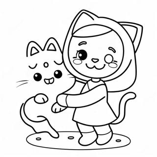 Cute Girl Playing With Cat Coloring Page 26544-21309