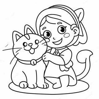 Cute Girl Playing With Cat Coloring Page 26544-21311