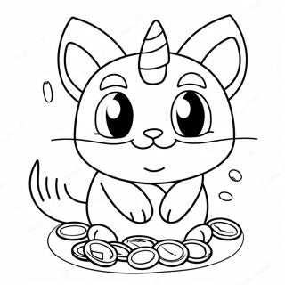 Cute Meowth With Coins Coloring Page 26554-21317