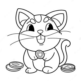 Cute Meowth With Coins Coloring Page 26554-21318