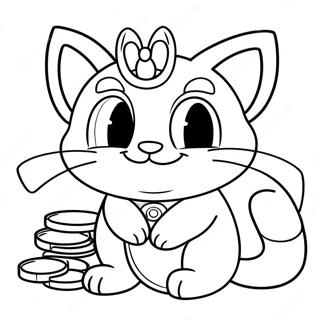 Cute Meowth With Coins Coloring Page 26554-21319