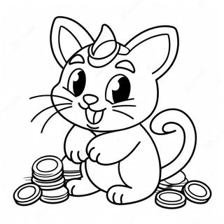 Cute Meowth With Coins Coloring Page 26554-21320