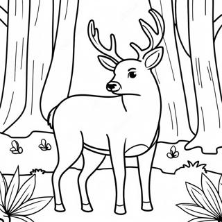 Realistic Buck Deer In Forest Coloring Page 26563-21322