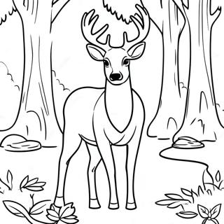 Realistic Buck Deer In Forest Coloring Page 26563-21324