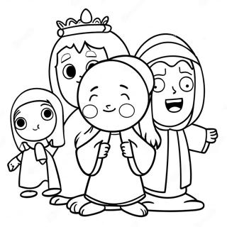 Adorable Bible Story Characters Coloring Page 26584-21342