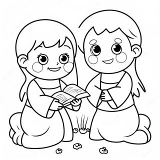 Adorable Bible Story Characters Coloring Page 26584-21343