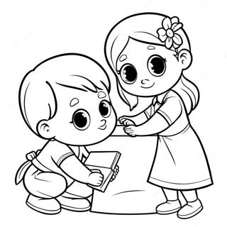 Big Sister Helping Little Brother Coloring Page 26593-21346