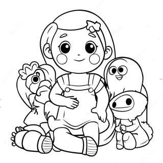 Big Sister Playing With Dolls Coloring Page 26594-21349