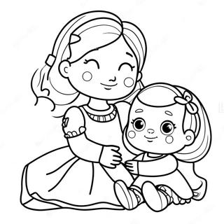 Big Sister Playing With Dolls Coloring Page 26594-21351